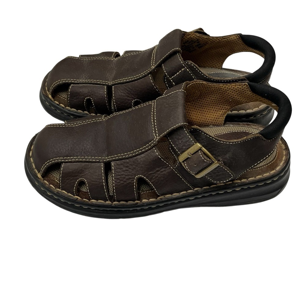 Earth Shoes Bjork II Sandal Brown Leather Strappy Fisherman Chunky Sole Men 10.5